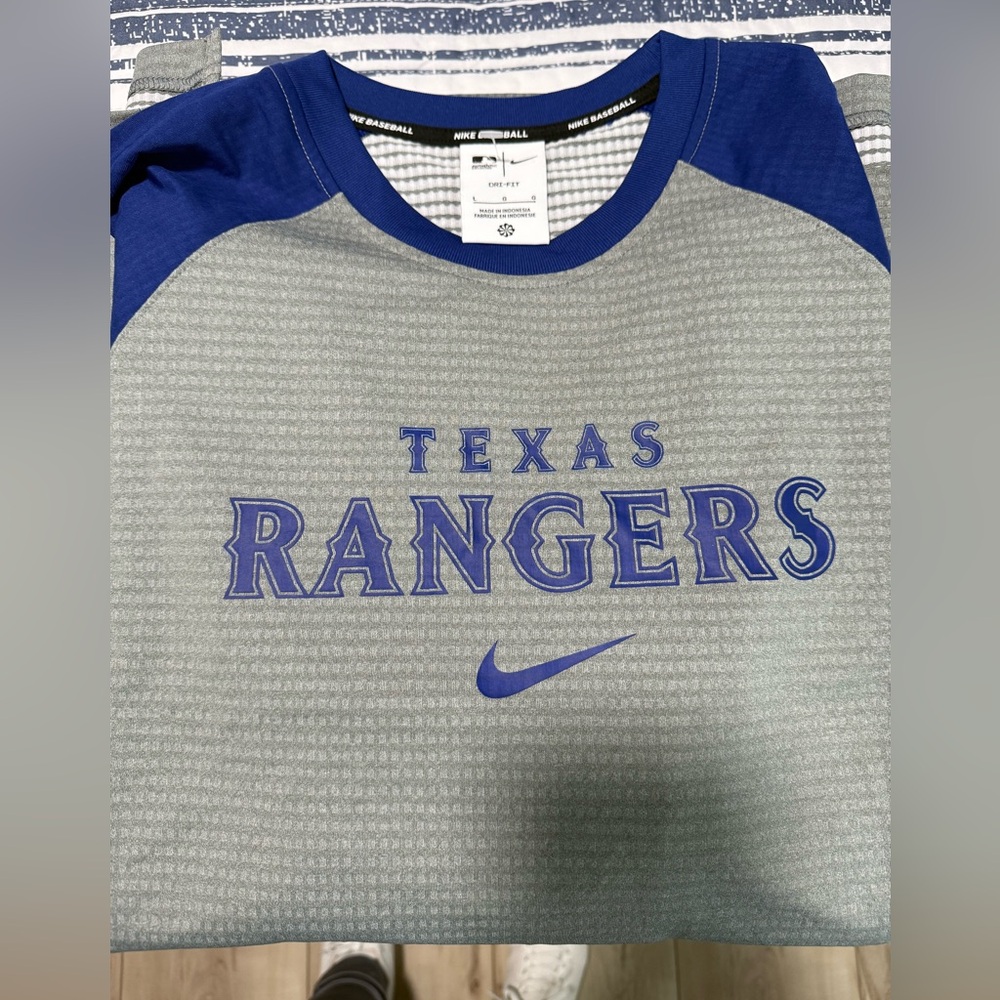 Nike Texas Rangers Blue and Gray Long Sleeve